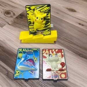 2000 Pikachu + Base, Lapras, Meowth Burger King Figure Card Nintendo Pokemon Toy